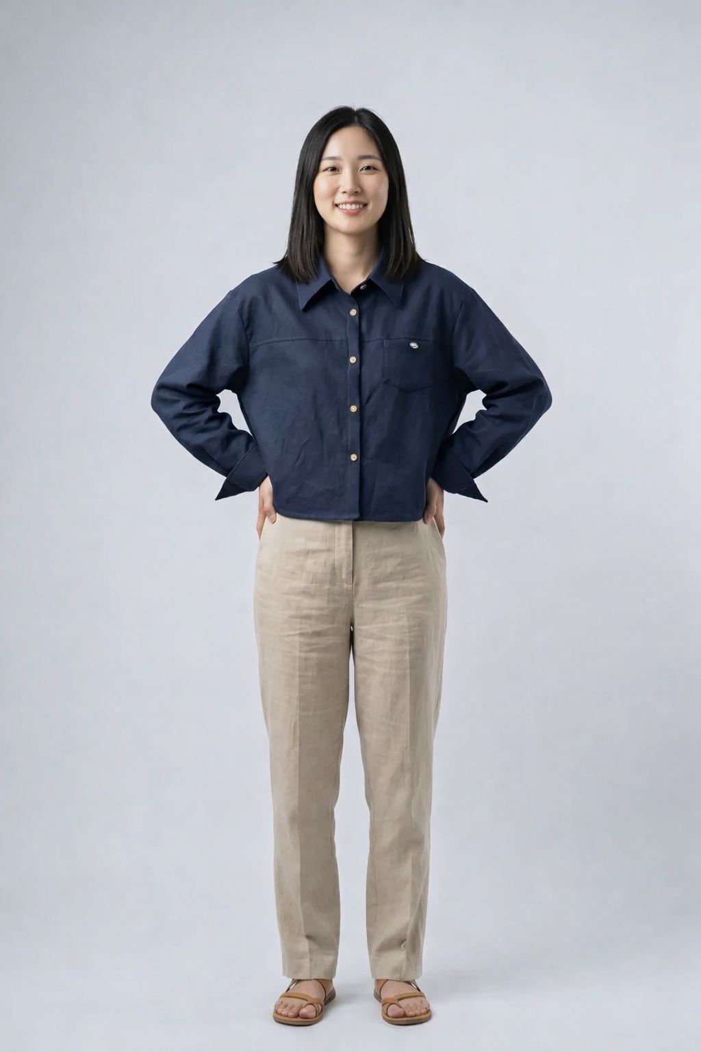 AI로 생성한 코튼 셔츠 자켓 모델컷 이미지